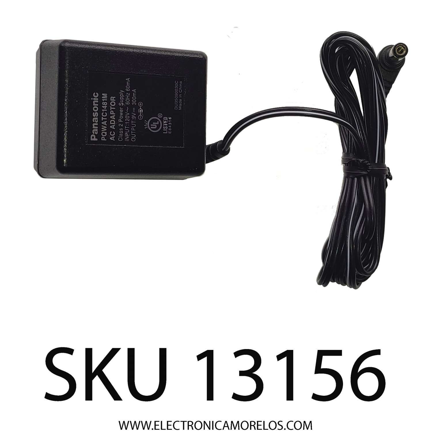 ADAPTADOR AC/DC PANASONIC / NUMERO DE PARTE PQWATC1481M / INPUT: 120V AC - 60 HZ 60mA / OUTPUT: 9V DC - 300mA	